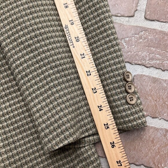 Bachrach Blazer Men 42L‎ Beige Gray Check Woven Classic Jacket Wool Canada VTG - Picture 6 of 15